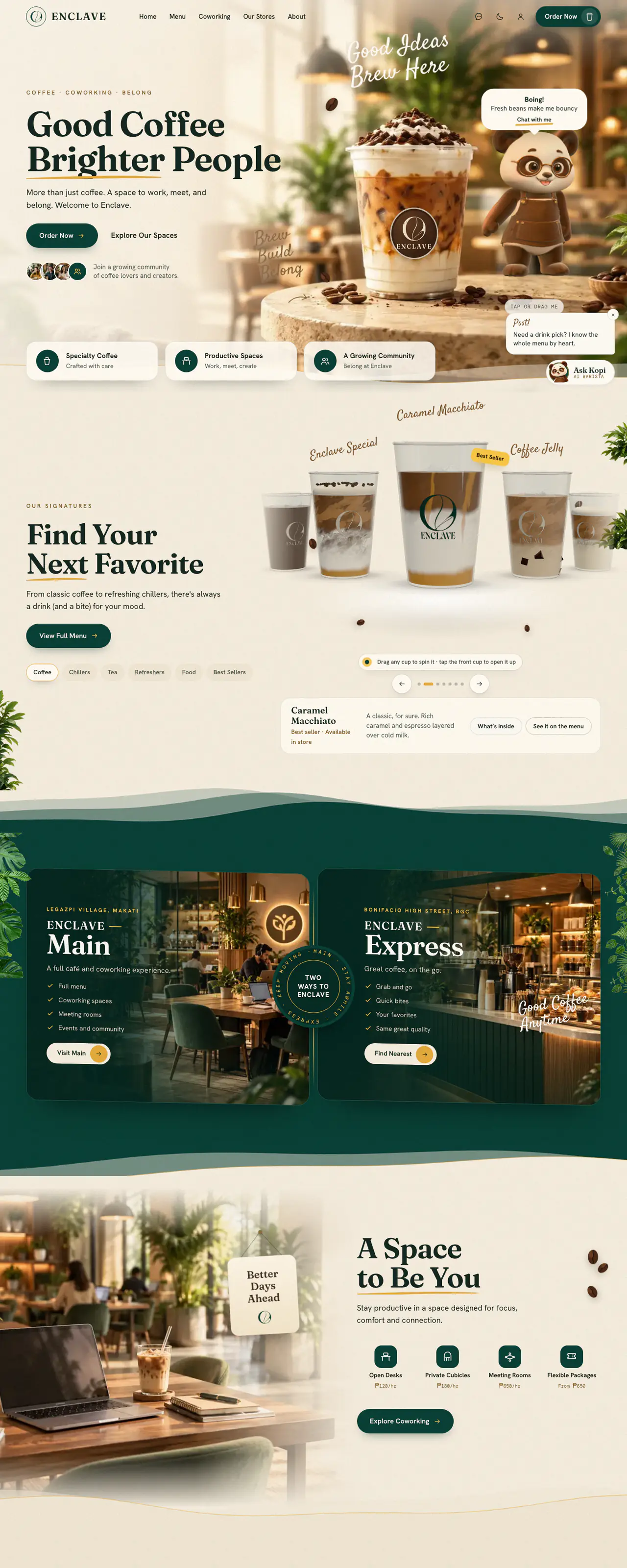 The Enclave website on a desktop screen
