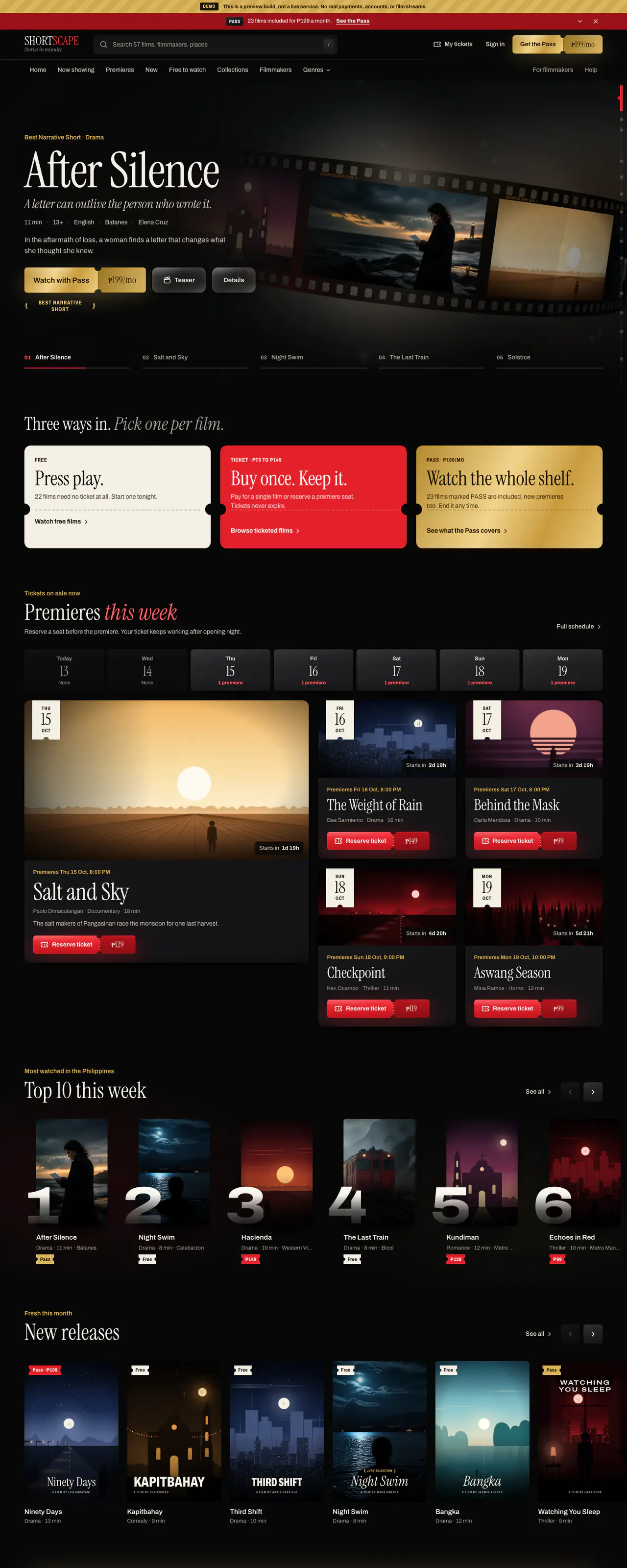 The Shortscape website on a desktop screen