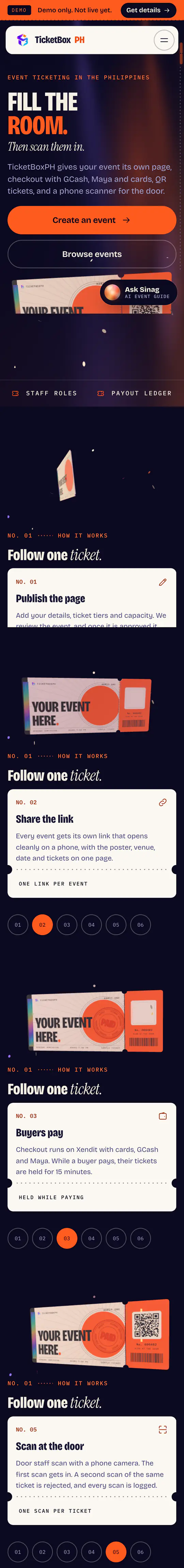 The TicketBoxPH website on a phone